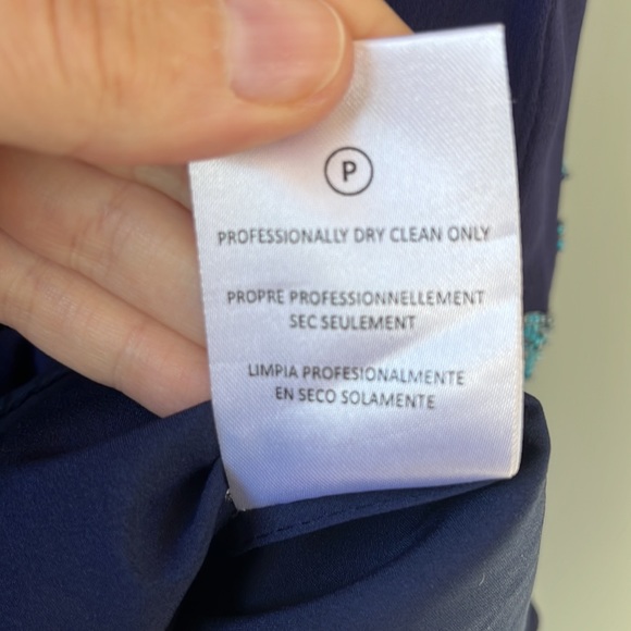 Navy blue lines dress with exquisite embellishment. Size 4. Fits like a 2. - Picture 7 of 7